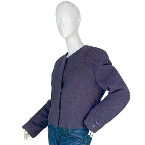 Claudia Strater for Copines Jackets & Blazers - Claudia Strater x Copines Cropped Purple Alpaca Wool Collarless Jacket EU 44, LG